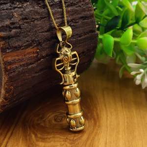Ancient Totem Pendant Necklace Tribal Symbol Jewelry, Gold Totem Amulet, <b>Vintage</b> Boho Statement Necklace Spiritual Power Charm - Product Image 5