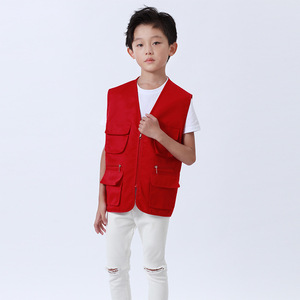 Chaleco multibolsillos para niños, ropa deportiva de poliéster amarilla para exteriores, para uso escolar y voluntario - Product Image 3