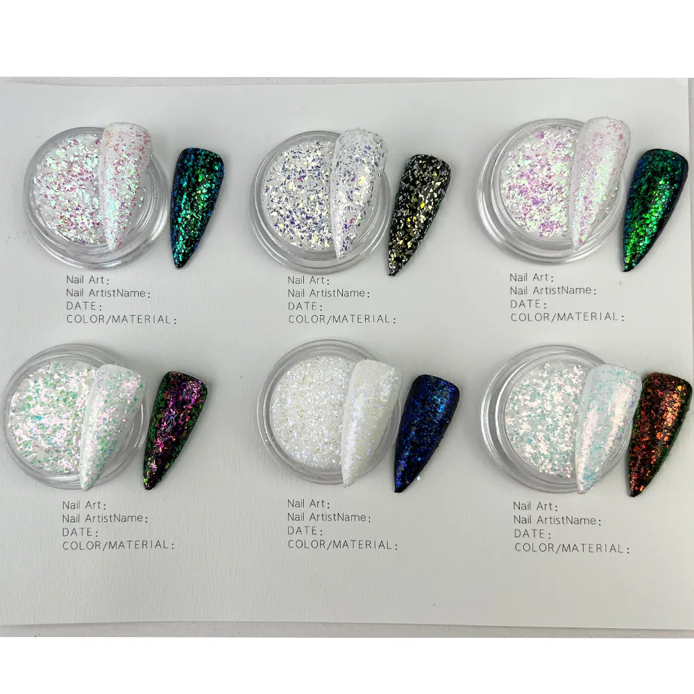 Ice Moon White Chrome Nail Glitter Rainbow Reflexivo Chunky Crafting Glitter Pearl Glitter Powder Body Nail Decoration