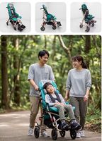 Poussette pliable en alliage d'aluminium CS11 avec dossier réglable, harnais et séparateur de jambes pour enfant atteint de paralysie cérébrale à besoins spéciaux