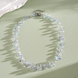 Collier de perles plaqué argent avec cristaux en forme de goutte d'eau, style romantique pour femmes, à porter au quotidien - Product Image 5