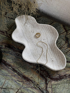 Plateau <span class=keywords><strong>en</strong></span> marbre naturel SAIDKOCC, style français, ornement de bureau, rangement de bijoux, plateau à fruits, travertin, personnalisable, nuage irrégulier - Product Image 1