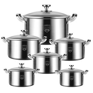 Lots de Casseroles et Faitouts en Acier Inoxydable 316 Multi-Tailles avec Couvercles en Verre pour Cuisinières à Gaz et à Induction pour Réunions de Famille - Product Image 2