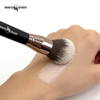 Kuas Blush Vegan Profesional Beauty Planet, Logo Custom Grosir, Bulu Sintetis, Kuas Makeup Wajah untuk Blush Powder Warna Emas