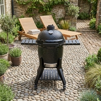 Barbecue Kamado moderne en céramique noir brillant 22 pouces, version Pro MK22Pro, certifié AGA, forme d'œuf, utilisation intérieure/extérieure, pliable
