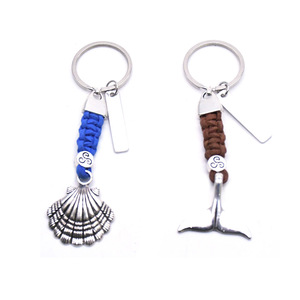 Porte-clés artisanal en forme de coquillage, en alliage de zinc, couleur bleu café, souvenir de voyage portable pour la plage, cadeau - Product Image 5
