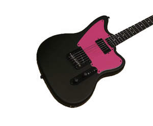 <span class=keywords><strong>Guitarra</strong></span> Eléctrica Offset con Acabado Negro Mate, Golpeador Rosa, Puente TL, Humbucker + Bobina Simple, Diapasón de Ébano, <span class=keywords><strong>Guitarra</strong></span> Personalizada - Product Image 1