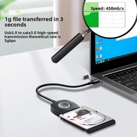 Kabel Adaptor USB 3.0 ke SATA 2-in-1 dengan Inti Tembaga Tipe-C untuk Konversi Hard Disk Mekanik/SATA SSD 2.5/3.5 inci