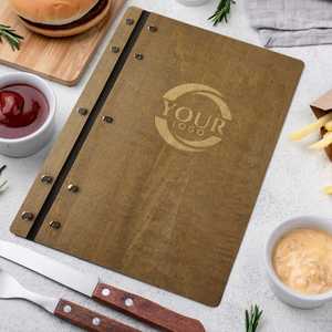 Porte-menu en bois de qualité supérieure avec anneaux à pression pour hôtels, restaurants et événements (mariages, etc.) - Product Image 1