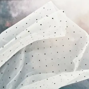 Wholesale Soft Dot Flocked Girl Skirt Hexagonal Net Tulle Fabric For 2023 Party Dress