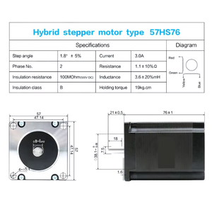 Motor de Passo Nema23 3A 2 Fases 1.2N 2N 2.2Nm 2.5N 3Nm de 4 Fios com Eixo Único de 8mm para CNC, Gravadora, Router e Impressora 3D - Product Image 3