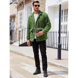 2025 <b>Men's</b> Long Sleeve Fuzzy Sherpa Fleece <b>Jacket</b> Button Down Coat for Fall Winter Warm Outdoor Outwear - Product Image 4