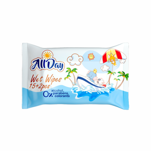 Lingettes humides Allday en gros, paquet de 15+2, nettoyage doux et délicat pour un usage quotidien, pour l'hygiène des enfants, coton et bambou, échantillon gratuit - Product Image 3