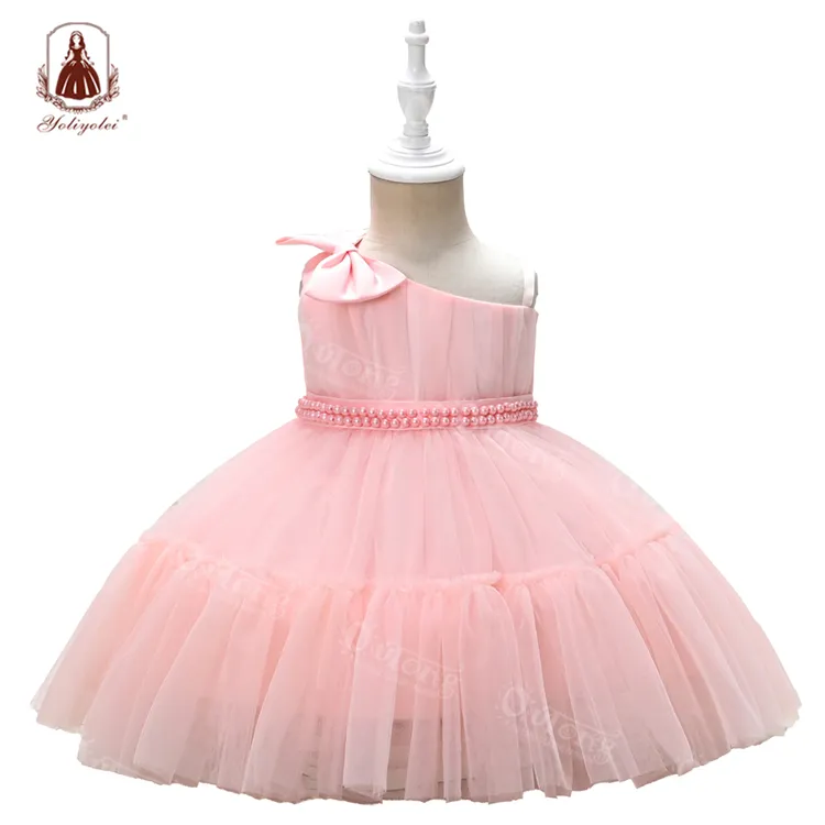 Yoliyolei Großhandel Kinder bekleidung, süße Baumwolle Baby Spitzen kleider für 2 Jahre alt Baby Pink Princess Girls Tutu Kleid/
