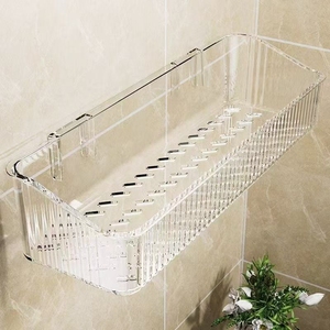 Étagère de rangement en plastique <span class=keywords><strong>pour</strong></span> salle de bain, <span class=keywords><strong>pour</strong></span> trou de <span class=keywords><strong>toilette</strong></span>, murale, étagère à cosmétiques avec installation sans perçage (24x9.5x7CM) - Product Image 1