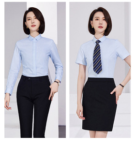 Logo personnalisé 40% coton 60% polyester chemise d'affaires à manches courtes vêtements de travail vêtements de cérémonie unisexe <span class=keywords><strong>professionnel</strong></span> chemise bleue - Product Image 4