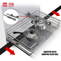 Organisateur de tiroirs d'armoires de cuisine coulissantes contemporaines avec cadre en acier inoxydable solide pour panier de rangement