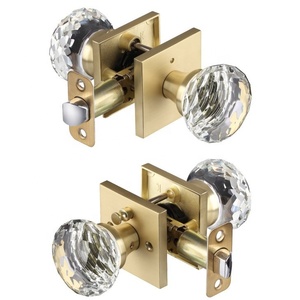 Juego de Manijas de Puerta de Aleación de Zinc con Bola de Cristal, Estilo Moderno, Latón Antiguo Amarillo, para Dormitorio/Baño - Product Image 3