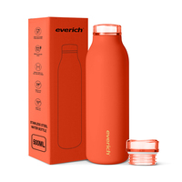Bouteille d'eau isotherme à double paroi de 500 ml, sans BPA, en acier inoxydable 18/8, gourde de sport, anti-fuite, garde au froid 24h, au chaud 12h