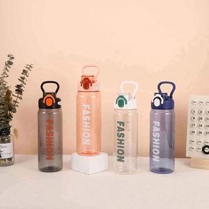 Large-Capacity Reusable Food Safe Transparent Solid Color PC Plastic Fitness One-Button Water <b>Bottle</b> Straw Water <b>Bottle</b> With - Product Image 2