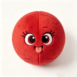Peluche de basket-ball ludique personnalisée avec langue sortie, adorable jouet en peluche de basket-ball rouge aux grands yeux, coussin en peluche doux en forme de ballon rouge - Product Image 4