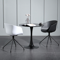 Table de meubles de restaurant blanche de luxe nordique Tulip Base Table de salle à manger ronde en métal en bois