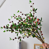 H-877 Style simple, fruits artificiels Yaleen en mousse de 90 cm, rouge et vert, pour décoration de mariage, de maison, de table et de Noël