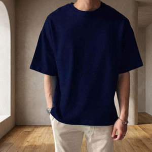 เสื้อยืดน้ําหนักเบาผู้ชาย เสื้อยืดทรงไหล่ผู้ชาย สีทึบ อินเทรนด์กว่าขนาดเสื้อยืด ผู้ผลิตเสื้อยืดไหล่ผู้ชาย - Product Image 3