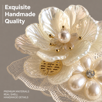 Corsage de poignet en dentelle et tulle avec fleur de perle coquillage pour mariée, demoiselle d'honneur, mariage, banquet, douche nuptiale, fiançailles, fête, décoration