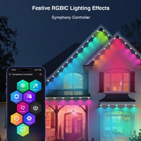 LuxFond Venta caliente Decoración de vacaciones de Navidad IP68 Impermeable RGBIC LED Cadena permanente al aire libre Punto Aleros Luz