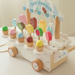 Vente <span class=keywords><strong>en</strong></span> gros d'un nouveau produit de maison de jeu <span class=keywords><strong>en</strong></span> <span class=keywords><strong>bois</strong></span>, ensemble de jouets alimentaires de simulation, camion de crème glacée pour enfants, thé de l'après-midi, jouets de cuisine pour filles - Product Image 5