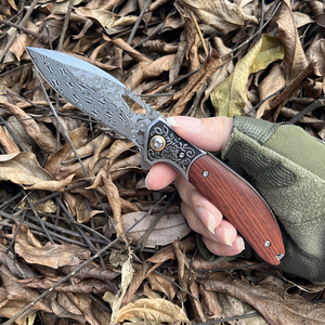 Coltello in Acciaio Damasco da Caccia con Punta a Goccia 20,3cm 18cm, Coltello Pieghevole Damasco Erma, Coltello Tascabile Damasco EMHTiii - Product Image 5