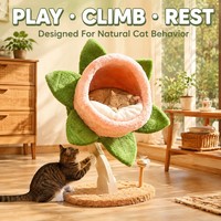 Arbre à chat compact avec niche en peluche et griffoir en sisal pour chats