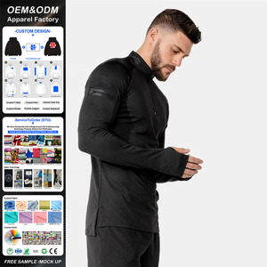 JL-0228C Nuevo Estilo Camiseta Transpirable de Manga Larga <span class=keywords><strong>para</strong></span> Hombre, Talla Grande, con Media Cremallera, <span class=keywords><strong>para</strong></span> Entrenamiento y Actividades al Aire Libre - Product Image 1