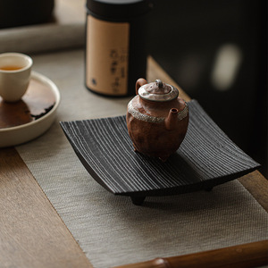Ash Wood Teapot Holder Japanese Wabi Sabi Style Solid Wood <b>Tea</b> <b>Tray</b> Dry Brewing Table Multifunctional Serving <b>Tray</b> - Product Image 1