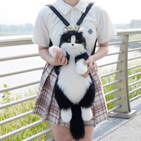 Sac à dos en peluche chat noir 3D personnalisé, simulation créative, vente en gros d'usine, cadeaux uniques pour les amoureux des chats