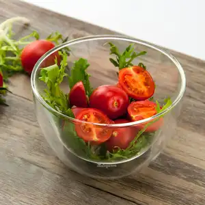 创意厨房餐具450毫升双壁玻璃碗水果沙拉碗
