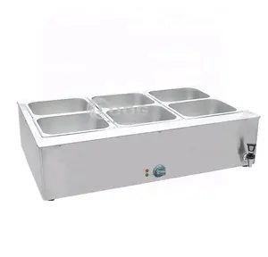 6 tencere ile hızlı büyük elektrikli gıda ısıtıcısı ticari Bain Marie mutfak ekipmanları isıtma