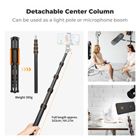 K&F Concept Stativo per Illuminazione Fotografica in Fibra di Carbonio, Portatile e Pieghevole, 2,0m/6,6ft, Regolabile per Illuminazione da Studio