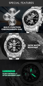 Relojes de Cuarzo MEGIR 2030G Modernos, de Lujo, Duraderos, de Venta Caliente, Disponibles en Stock, Diseño Popular, Elegantes y Multifuncionales con Correa de Acero Inoxidable - Product Image 3