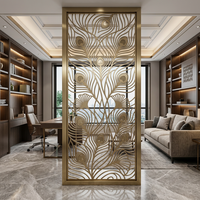 Paravent décoratif en acier inoxydable couleur personnalisée, découpé au laser, style Art Déco, inspiré de la nature, à courbes fluides, pour hôtels et mariages