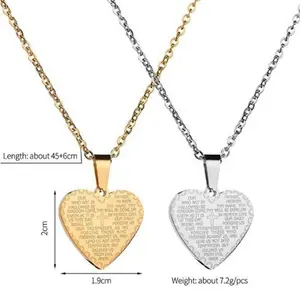 Hot Sell Wholesale Heart Jewelry Gold Plated Jesus Cross Pendants Christian 316 Stainless Steel Heart Pendant Necklace For Women