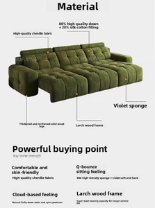 Divano Componibile Moderno in <span class=keywords><strong>Tessuto</strong></span> di Velluto a Coste Verde, Chaise Longue Reversibile, Ampia Seduta per Soggiorno - Product Image 5