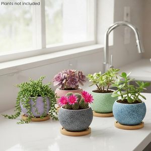 Juego de 6 Macetas de Cerámica Ecológicas de 3 Pulgadas para Plantas de Interior, con Orificio de Drenaje, Diseño Moderno, para Suculentas - Product Image 5