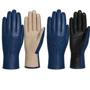 Leather <b>Gloves</b> Wrist Length Breathable Eco-Friendly Fur Lined Plain Style Daily Use Four Seasons <b>Touchscreen</b> - Product Image 1