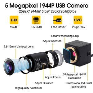 Mini cámara Web USB de 5MP, Webcam CMOS Omnivision OV5640, 5-50mm, varios Focus, lente de montaje CS, cámara Web de vídeo UVC - Product Image 2