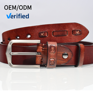Cinturón de Cuero de Vaca de Primera Calidad, Curtido Vegetal, con Hebilla de Aleación en Tres Colores, Estilo Casual de Negocios para Hombre, Personalizado, Vintage y de Lujo - Product Image 1