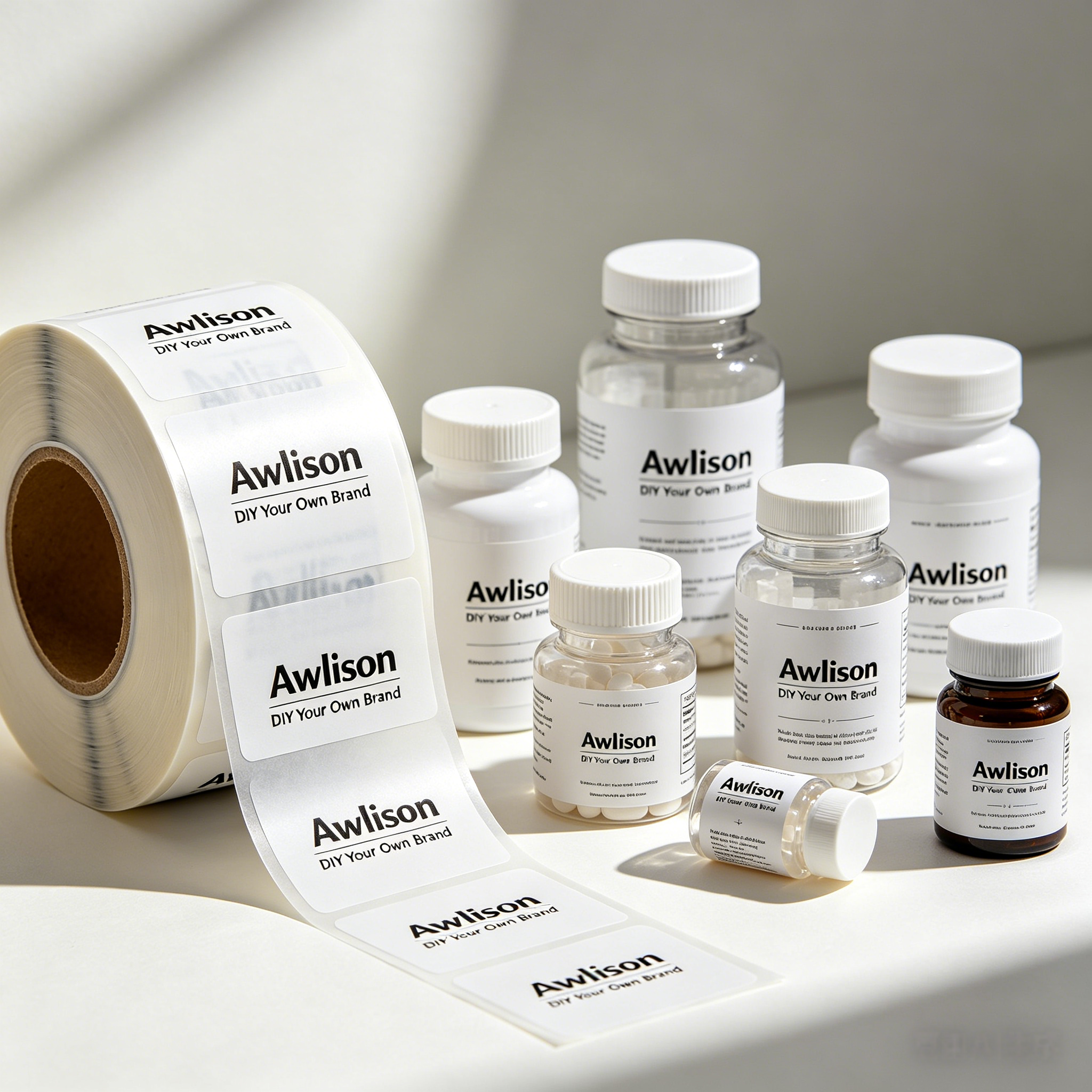 Custom Waterproof Glossy Adhesive Labels for Medical & Vitamin Supplements Packaging UV Roll Customizable Shapes Sticker