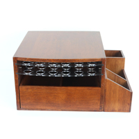 Organisateur de bureau et de station de café en bois de noyer massif, sur mesure, en gros, avec tiroir de rangement et compartiments multi-ajustables pour salon