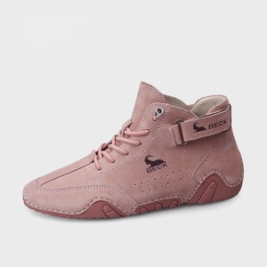 Zapatillas de caminar de gamuza con hebilla para mujer, de caña alta, informales, con cordones, suela de goma antideslizante para exteriores - Product Image 1